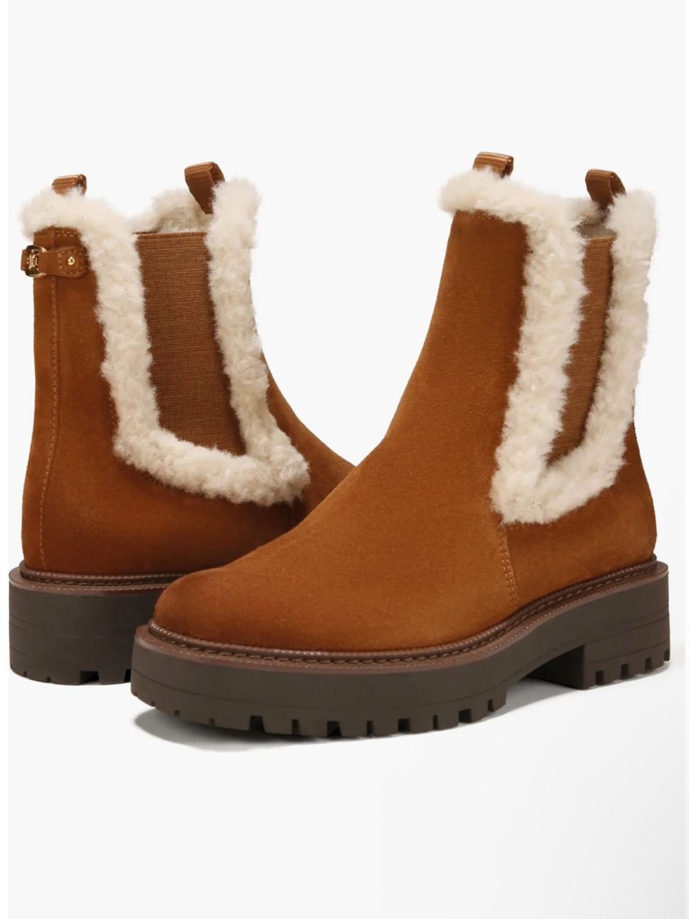 Sam Edelman Laguna Cozy Platform Ankle Boots In Brown Suede Lug Sole Size 5.5